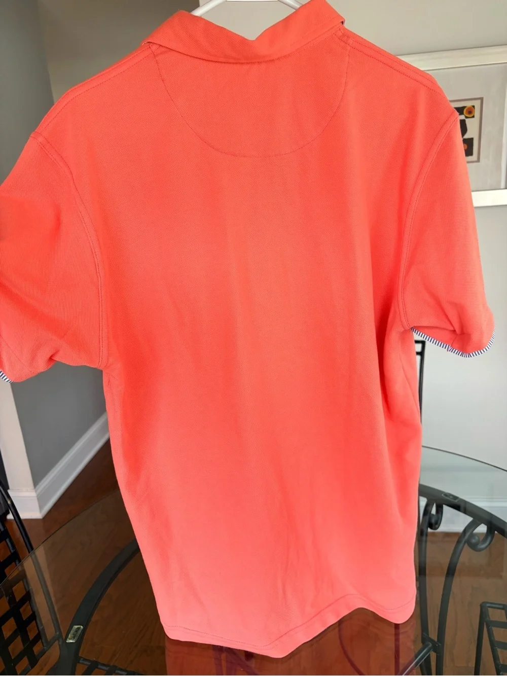 Finery Amalfi Coast Made in Italy Mens Polo Shirt Salmon Large Luxury Resort - Picture 2 of 8